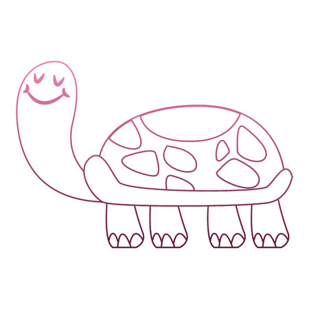 Funny turtle cartoon on purple lines vector illustrationのイラスト素材