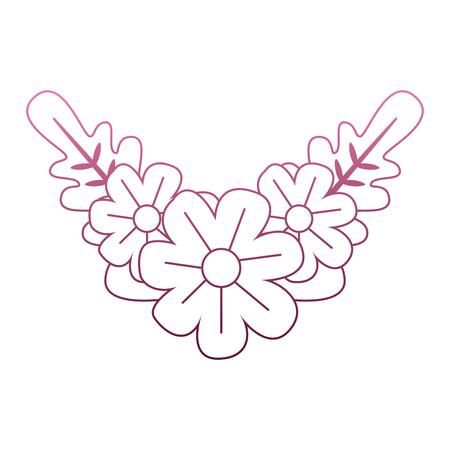 Beautiful flowers cartoon on purple lines vector illustrationのイラスト素材