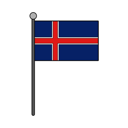 Iceland national flag with pole vector illustration graphic designのイラスト素材
