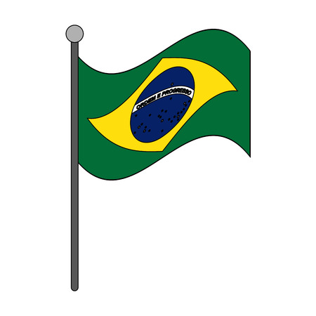 Brazil national flag with pole vector illustration graphic designのイラスト素材