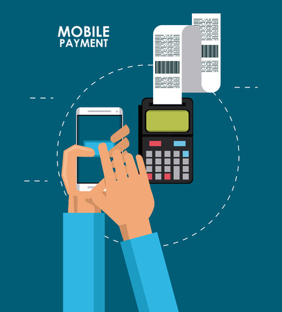 Online mobile payment and shopping from smartphone vector illustration graphic designのイラスト素材