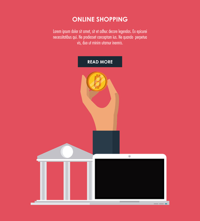 Online shopping infographic with cartoon elements vector illustration graphic designのイラスト素材