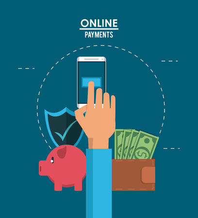 Online shopping and payment from smartphone vector illustration graphic designのイラスト素材