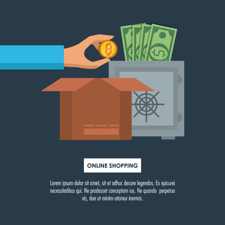 Online shopping infographic with cartoon elements vector illustration graphic designのイラスト素材