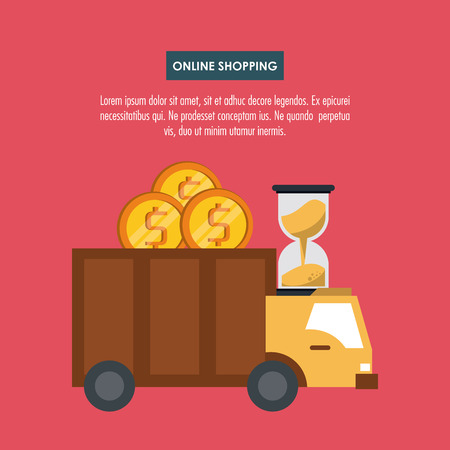 Online shopping infographic with cartoon elements vector illustration graphic designのイラスト素材