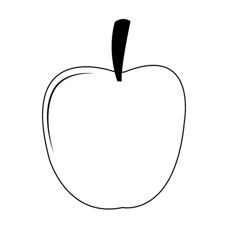 Apple fruit cartoon on black and white colors vector illustrationのイラスト素材