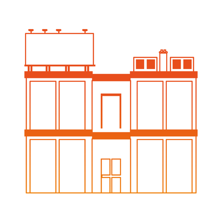 Office building isolated on orange lines vector illustrationのイラスト素材