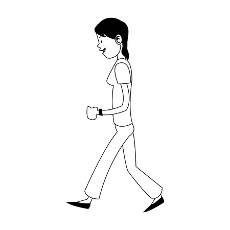 Young woman walking vector illustration graphic designのイラスト素材