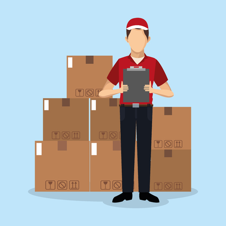 Courier with box vector illustration graphic designのイラスト素材