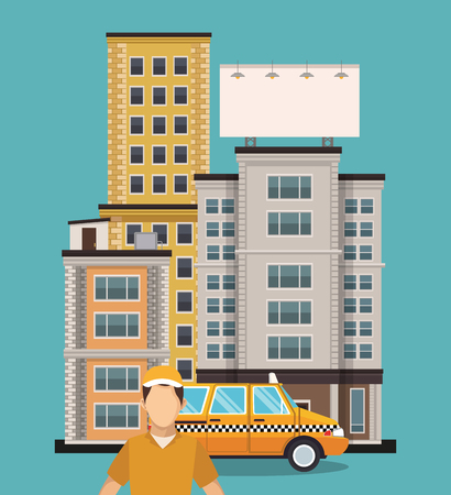Taxi cab in the city vector illustration graphic designのイラスト素材