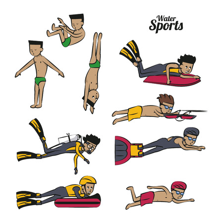 Water sports cartoons collection vector illustration graphic designのイラスト素材