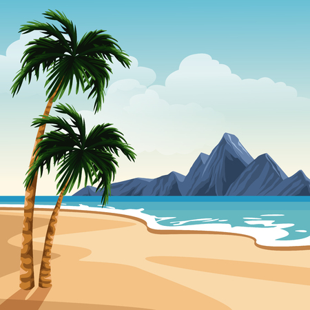Beautiful island cartoon vector illustration graphic designのイラスト素材