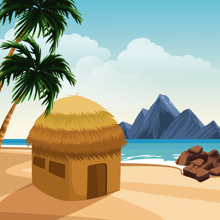 Beautiful island cartoon vector illustration graphic designのイラスト素材