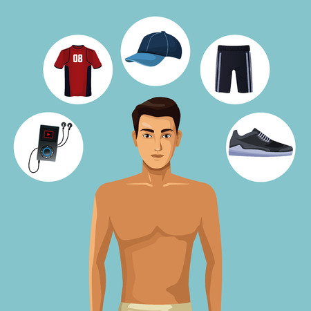 Model man with fitness wear clothes vector illustration graphic designのイラスト素材