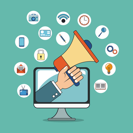 Digital marketing concept cartoons vector illustration graphic designのイラスト素材