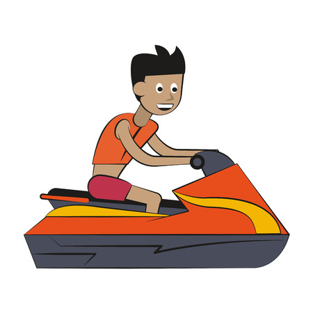 Jetski Water sport cartoon vector illustration graphic designのイラスト素材