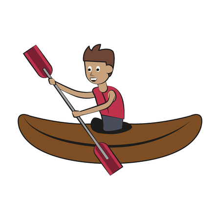 Kayaking Water sport cartoon vector illustration graphic designのイラスト素材