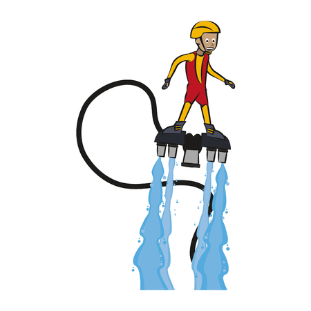 Flyboard Water sport cartoon vector illustration graphic designのイラスト素材