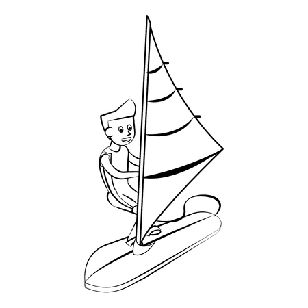 Windsurf Water sport cartoon vector illustration graphic designのイラスト素材