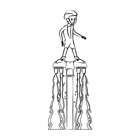 Flyboard Water sport cartoon vector illustration graphic designのイラスト素材