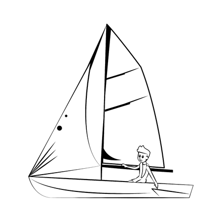 Sailing Water sport cartoon vector illustration graphic designのイラスト素材
