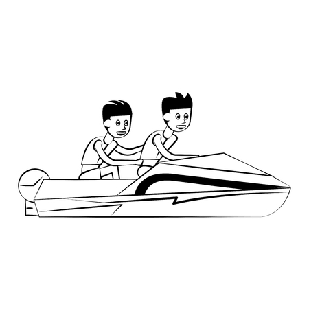 Racing sport boat Water sport cartoon vector illustration graphic designのイラスト素材