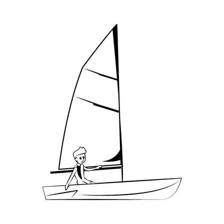 Sailing Water sport cartoon vector illustration graphic designのイラスト素材