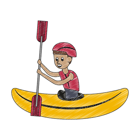 Canoeing Water sport cartoon vector illustration graphic designのイラスト素材