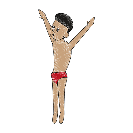 Man with swim suit Water sport cartoonのイラスト素材