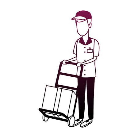 Courier with handtruck vector illustration graphic designのイラスト素材