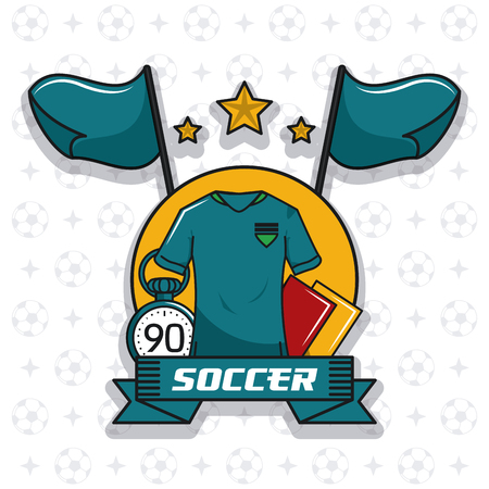 Soccer tshir and flags with stars vector illustration graphic designのイラスト素材