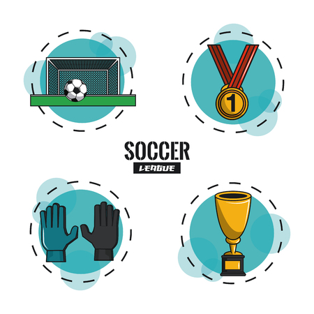 Soccer tournament league with round symbols cartoons vector illustration graphic designのイラスト素材