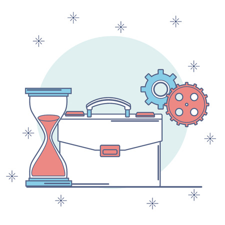 Briefcase with hourglass and gears vector illustration graphic designのイラスト素材