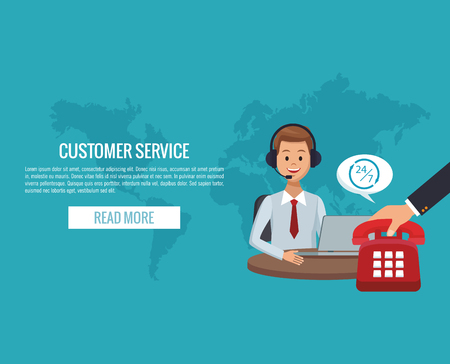 Customer service banner with read more button vector illustration graphic designのイラスト素材