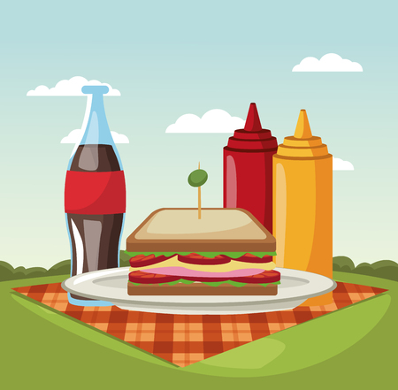 Picnic in the park vector illustration graphic designのイラスト素材