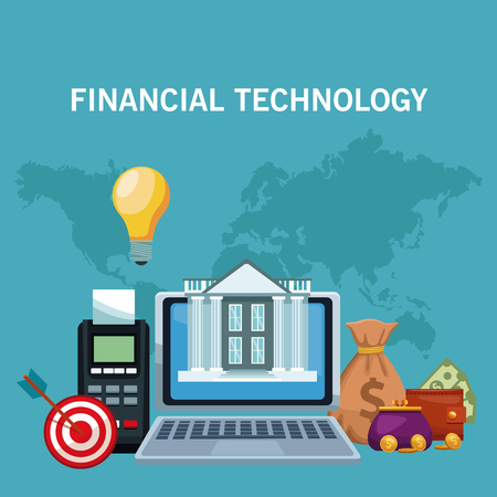 Online financial technology from laptop vector illustration graphic designのイラスト素材