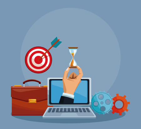 Online financial technology from laptop vector illustration graphic designのイラスト素材