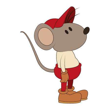 Worker mouse cartoon vector illustration graphic designのイラスト素材