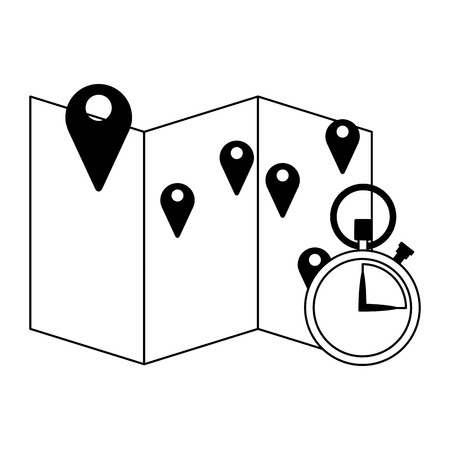 Route on map with timer vector illustration graphic designのイラスト素材