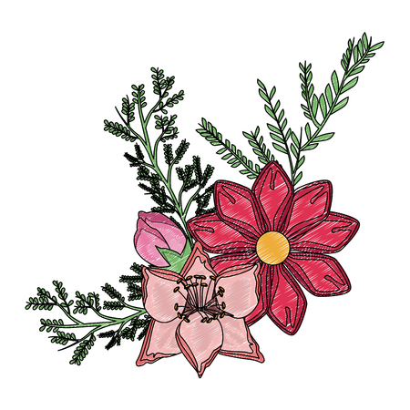 Beautiful flowers with leaves vector illustration graphic designのイラスト素材