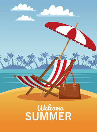 Welcome summer card with cartoons vector illustration graphic designのイラスト素材