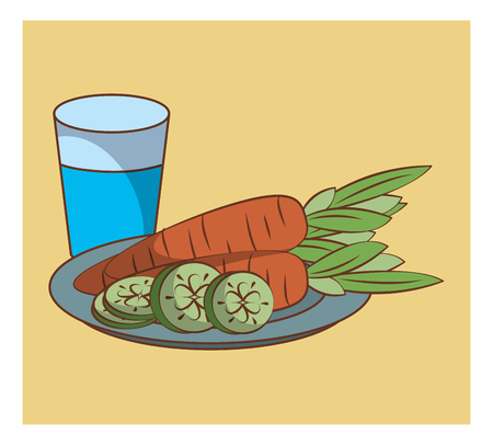 Fresh vegetables on dish healthy food vector illustration graphic designのイラスト素材