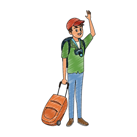 Male tourist cartoon vector illustration graphic designのイラスト素材