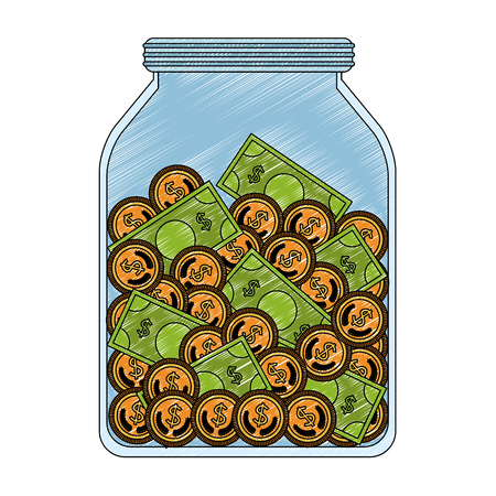 Saving in glass bottle vector illustration graphic designのイラスト素材