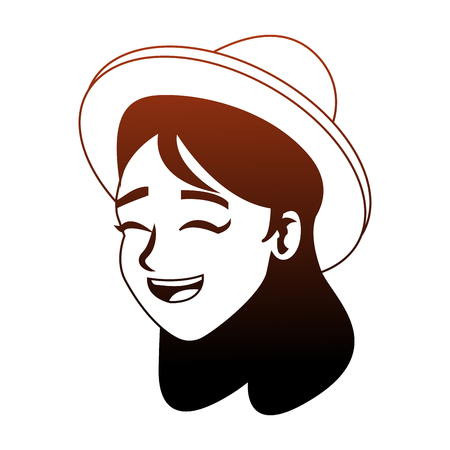 Happy young woman face vector illustration graphic designのイラスト素材