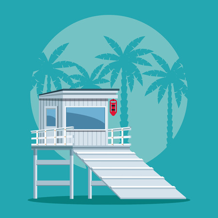 Wooden house in beach vector illustration graphic designのイラスト素材