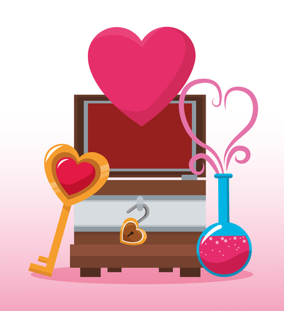 Chest with heart cartoon vector illustration graphic designのイラスト素材