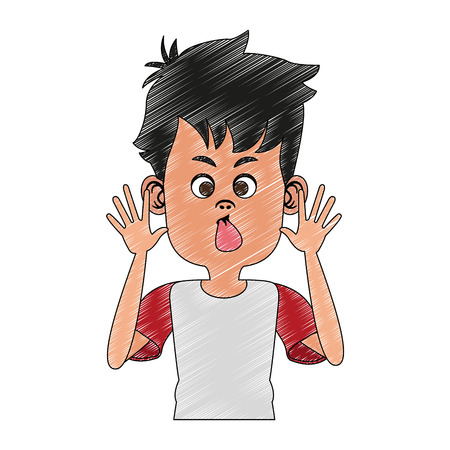 Boy sticking out his tongue vector illustration graphic designのイラスト素材