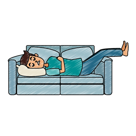 Man sleeping in sofa vector illustration graphic designのイラスト素材