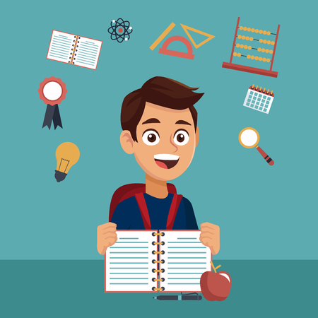 Young student in high school cartoon vector illustration graphic designのイラスト素材